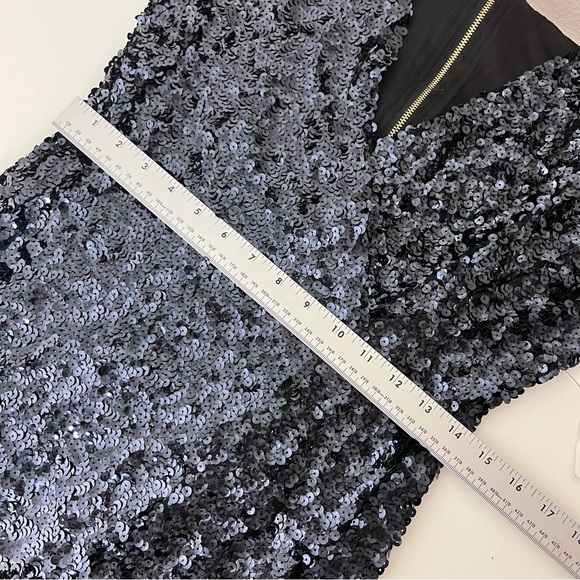 Venus Dress Womens Small Sequin Mini V Neck Long Sleeve Evening Date Party Blue - Picture 8 of 12